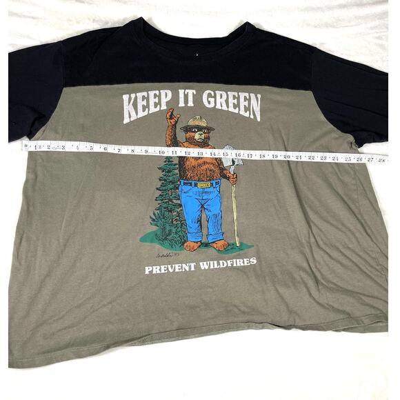 Smokey Bear Keep It Green Graphic Tee Colorblock XL - Picture 3 of 6